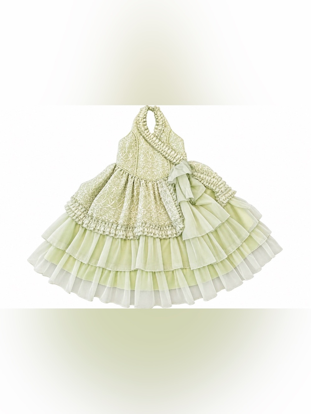 Girls Pageant Dress Size 4 Green Princess Ball Gown Flower Girl Formal Ruffle